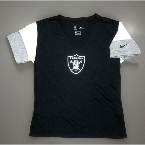 Las Vegas‎ Raiders Women's NFL Team Apparel V Neck T Shirt Black White Gray M - Picture 1 of 6